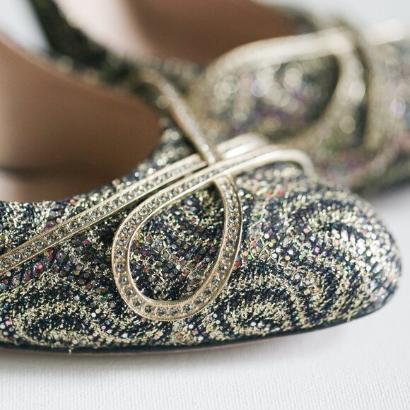 Nina Ricci High-Heel Glitter Black  Suede Pumps - Picture 12 of 12